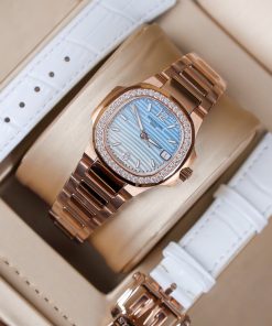 Patek Philippe Nautilus 7010R Bezel Diamonds Replica Watch 32mm (1)