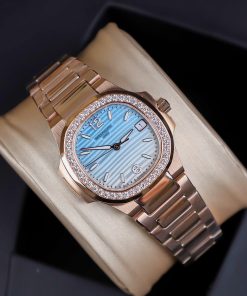 Patek Philippe Nautilus 7010R Bezel Diamonds Replica Watch 32mm (1)