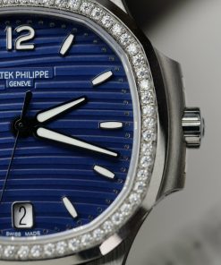 Patek Philippe Nautilus 7118 Customs Moissanite Diamonds Bezel Blue Dial 3KF (5)