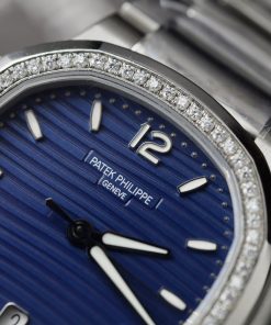 Patek Philippe Nautilus 7118 Customs Moissanite Diamonds Bezel Blue Dial 3KF (5)