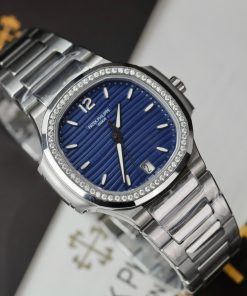 Patek Philippe Nautilus 7118 Customs Moissanite Diamonds Bezel Blue Dial 3KF (5)