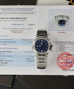 Patek Philippe Nautilus 7118 Customs Moissanite Diamonds Bezel Blue Dial 3KF (5)