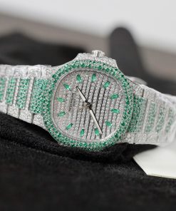 Patek Philippe Nautilus Ladies 7118 Best Replica Watch Custom Moissanite Diamonds 35 (2)
