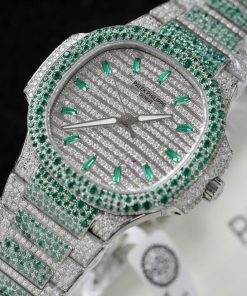 Patek Philippe Nautilus Ladies 7118 Best Replica Watch Custom Moissanite Diamonds 35 (2)