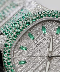 Patek Philippe Nautilus Ladies 7118 Best Replica Watch Custom Moissanite Diamonds 35 (2)