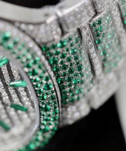 Patek Philippe Nautilus Ladies 7118 Best Replica Watch Custom Moissanite Diamonds 35 (2)