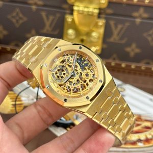 Audemars Piguet Royal Oak Jumbo Extra-thin Openworked 16204 Yellow Gold Replica Watches APS Factory 41mm (1)