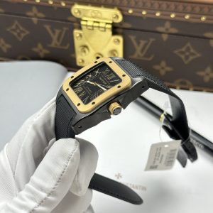 Cartier Santos 100 XL Demi Yellow Gold Replica Watches 51.1×41 (1)