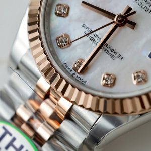 Rolex DateJust Demi Rose Gold Replica 11 Mother-of-Pearl Dial THB Factory 31mm (1)