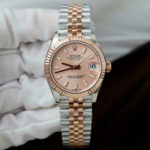 Rolex DateJust Demi Rose Gold Replica Watch Pink Dial THB Factory 31mm (1)
