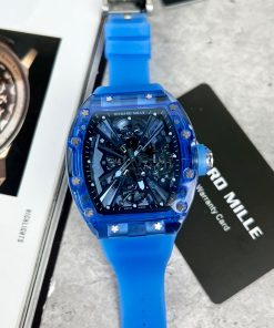 Richard Mille Blue Sapphire RM12-01 Transparent Dial Replica Watches 44mm (10)