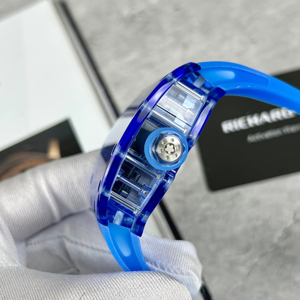 Richard Mille Blue Sapphire RM12-01 Transparent Dial Replica Watches 44mm (10)