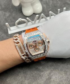 Richard Mille RM011 Rose Gold 18K and CVD Diamonds Replica Watches 44mm (1)