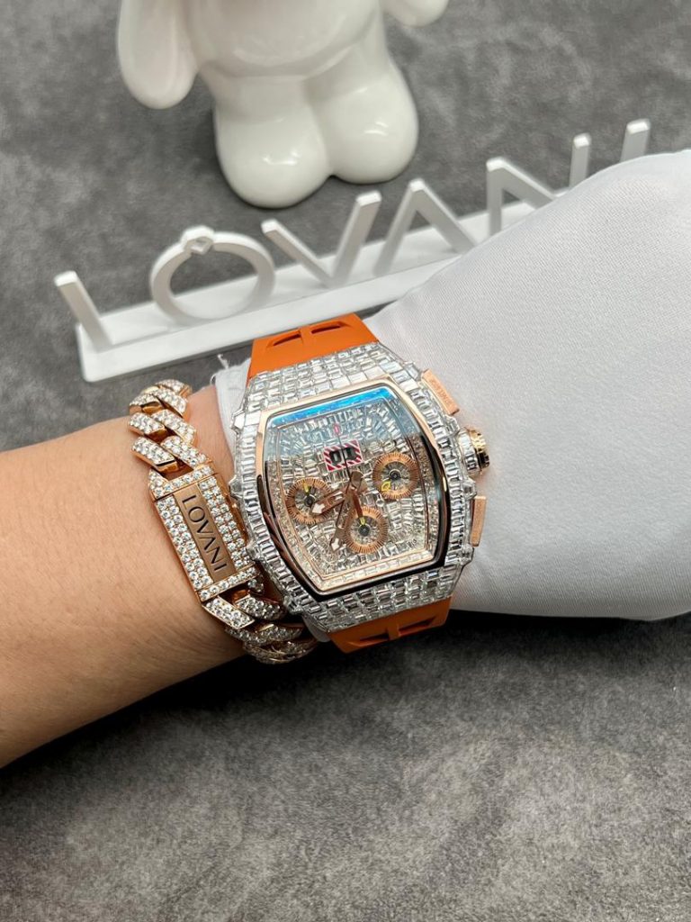 Richard Mille RM011 Rose Gold 18K and CVD Diamonds Replica Watches 44mm (1)