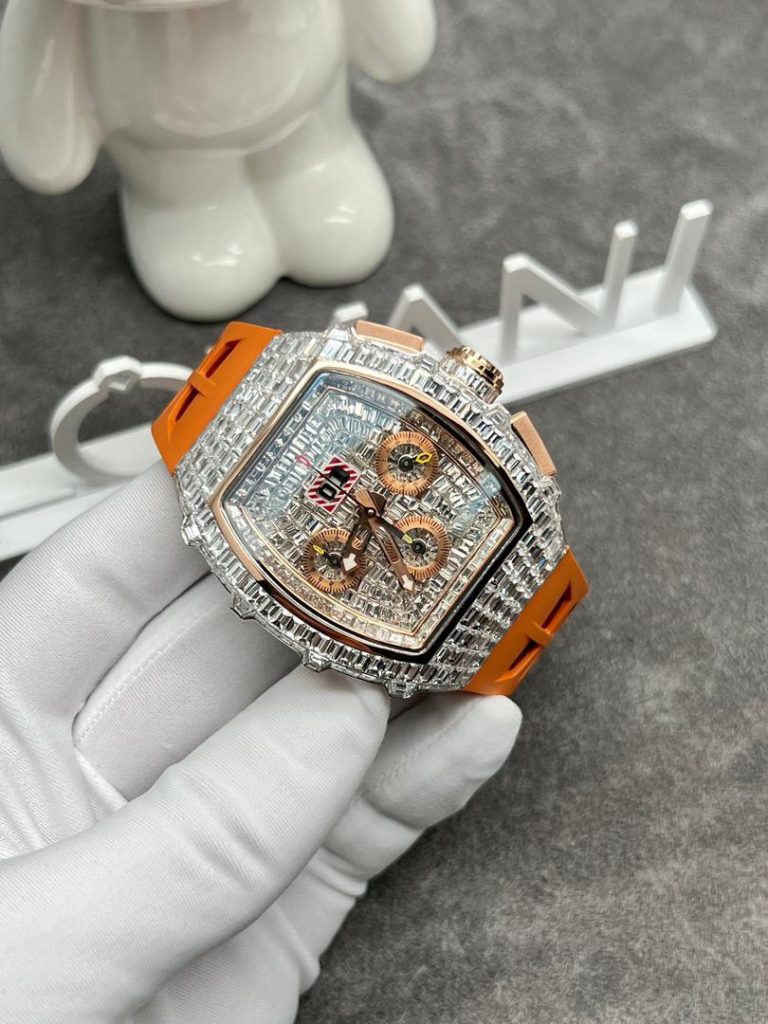 Richard Mille RM011 Rose Gold 18K and CVD Diamonds Replica Watches 44mm (1)