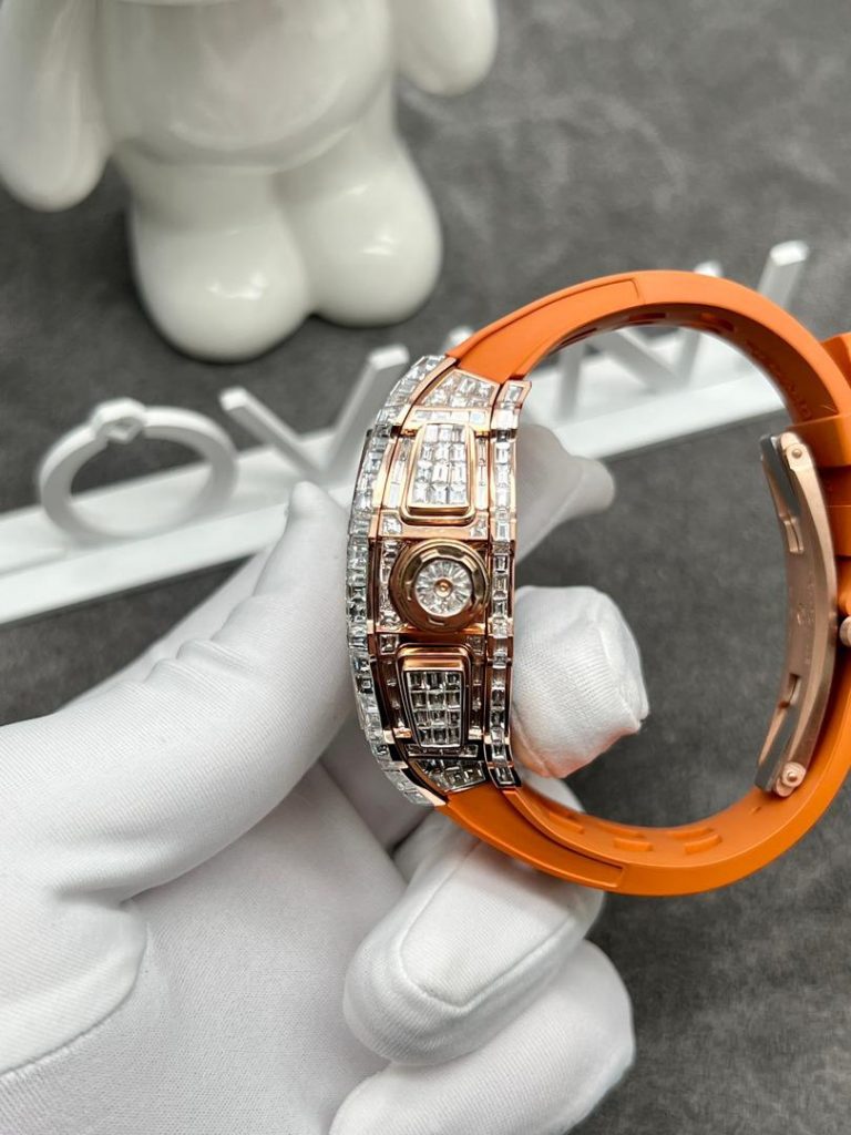 Richard Mille RM011 Rose Gold 18K and CVD Diamonds Replica Watches 44mm (1)