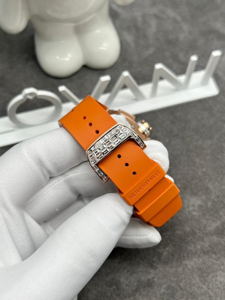 Richard Mille RM011 Rose Gold 18K and CVD Diamonds Replica Watches 44mm (1)