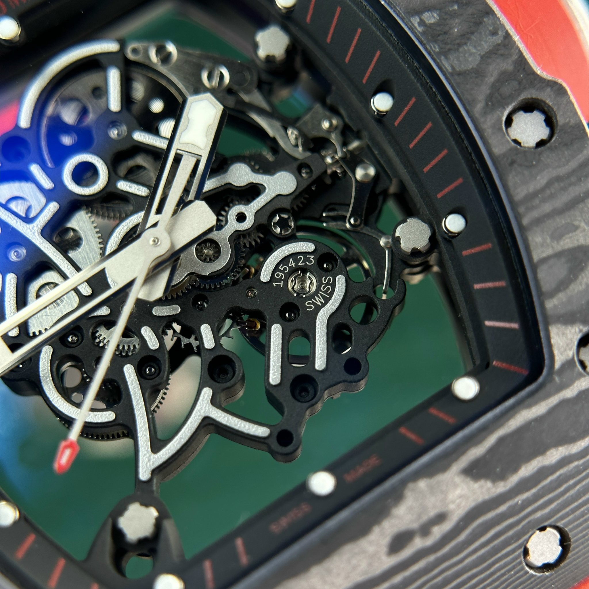 Richard Mille RM055 AN-TI Carbon NTPT Red Rubber Strap ZF Factory New (1) Richard Mille RM055 AN-TI Carbon NTPT Red Rubber Strap ZF Factory New (5)