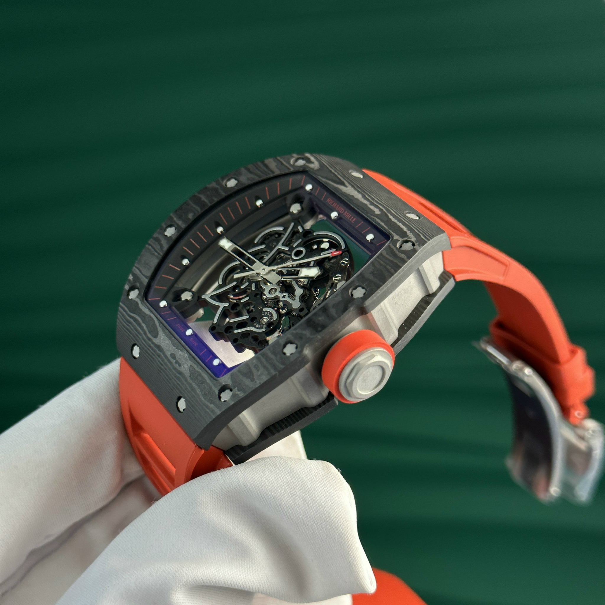 Richard Mille RM055 AN-TI Carbon NTPT Red Rubber Strap ZF Factory New (3) Richard Mille RM055 AN-TI Carbon NTPT Red Rubber Strap ZF Factory New (5)