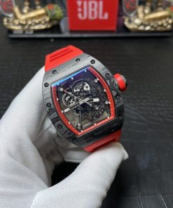 Richard Mille RM055 Skeleton Carbon Fiber Replica Watches Red BBR 45mm (1)