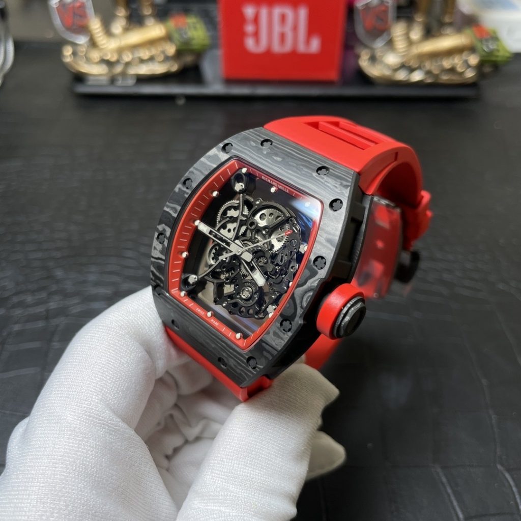 Richard Mille RM055 Skeleton Carbon Fiber Replica Watches Red BBR 45mm (3)