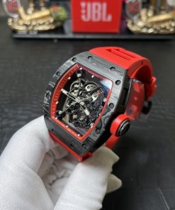 Richard Mille RM055 Skeleton Carbon Fiber Replica Watches Red BBR 45mm (3)