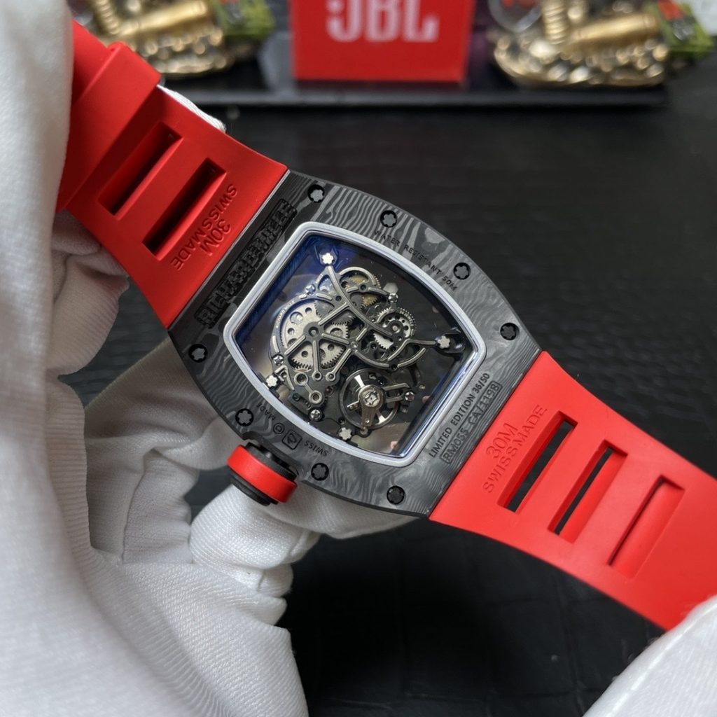 Richard Mille RM055 Skeleton Carbon Fiber Replica Watches Red BBR 45mm (3)