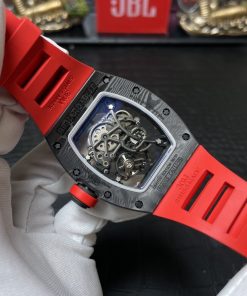 Richard Mille RM055 Skeleton Carbon Fiber Replica Watches Red BBR 45mm (3)