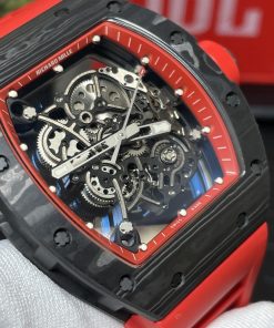 Richard Mille RM055 Skeleton Carbon Fiber Replica Watches Red BBR 45mm (3)