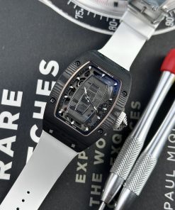 Richard Mille RM07-01 Carbon TPT Best Replica White Rubber Strap 32x46mm (8)