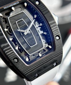 Richard Mille RM07-01 Carbon TPT Best Replica White Rubber Strap 32x46mm (8)