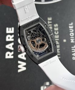 Richard Mille RM07-01 Carbon TPT Best Replica White Rubber Strap 32x46mm (8)