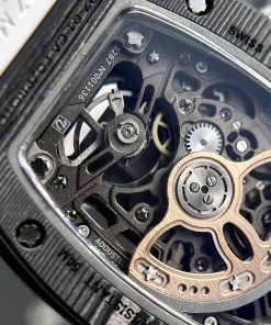 Richard Mille RM07-01 Carbon TPT Best Replica White Rubber Strap 32x46mm (9)