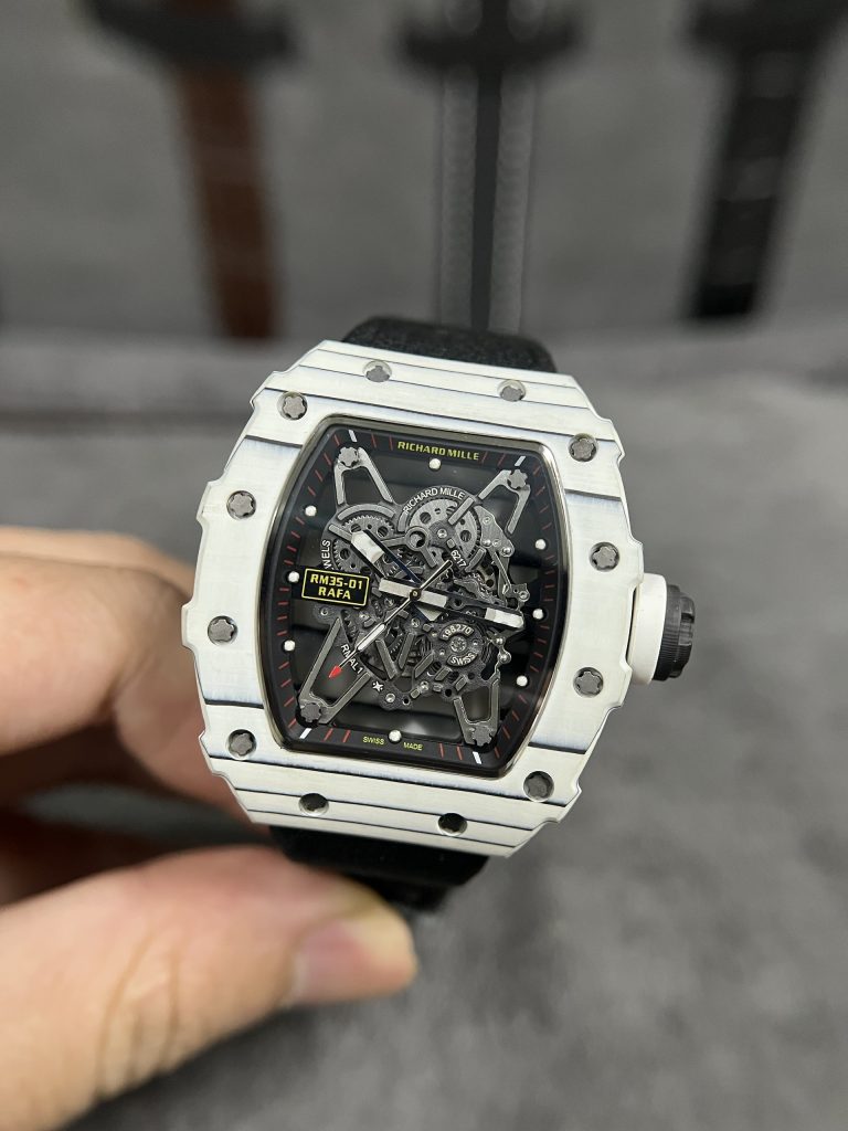 Richard Mille RM35-01 White Carbon Super Fake Watches 44mm (1)