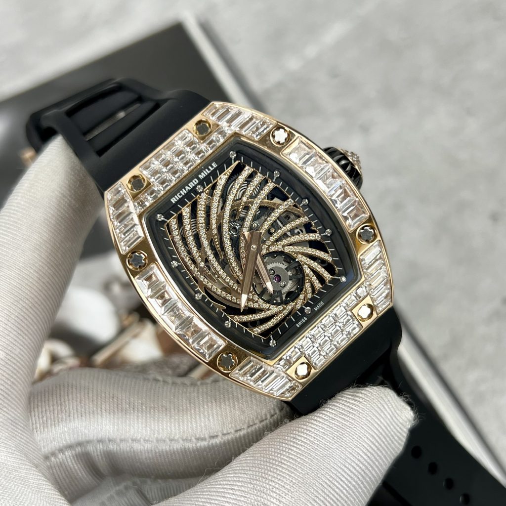Richard Mille RM51 Replica Watches Full Diamonds Rose Gold 40mm (2)