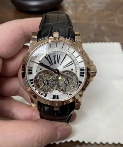 Roger Dubuis Tourbillon Real Gold 18K Leather Strap Best Replica 47mm (1)