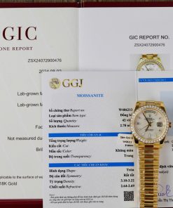 Rolex Best Replica Day-Date Gold Wrapped MOP & Moissanite Diamonds Dial GM 40mm (6)