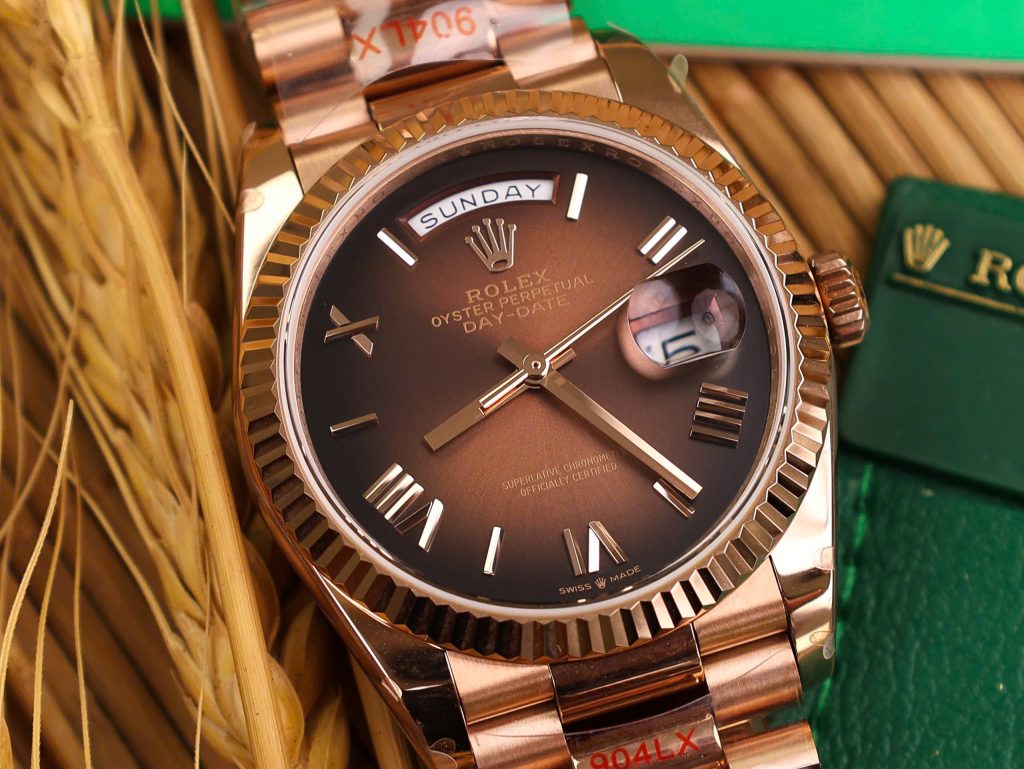 Rolex Best Replica Watch Day-Date 128235 Chocolate Dial Weight 158gram QF Factory 36mm (2)