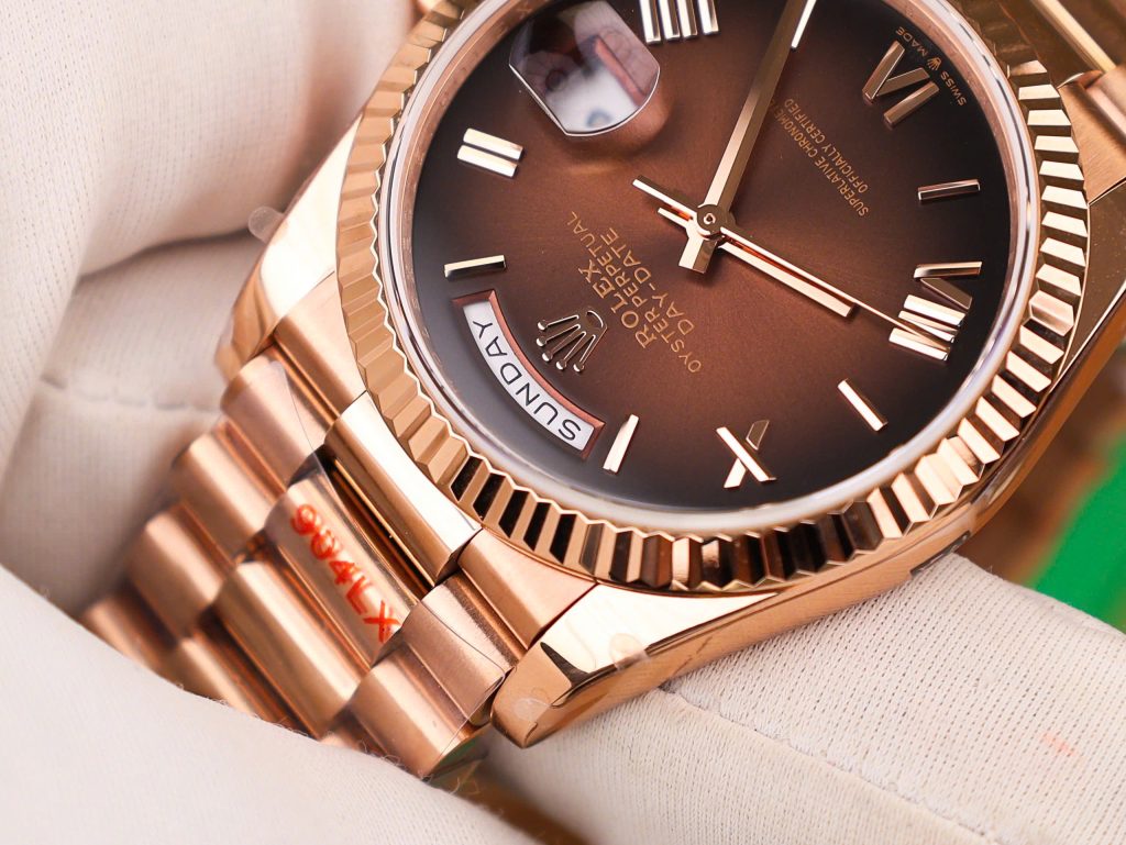 Rolex Best Replica Watch Day-Date 128235 Chocolate Dial Weight 158gram QF Factory 36mm (2)