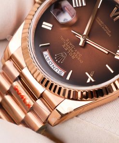 Rolex Best Replica Watch Day-Date 128235 Chocolate Dial Weight 158gram QF Factory 36mm (2)