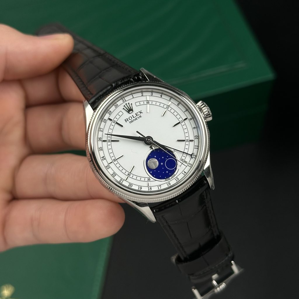 Rolex Cellini 50535 Moonphase Replica Watches Leather Men's (9)