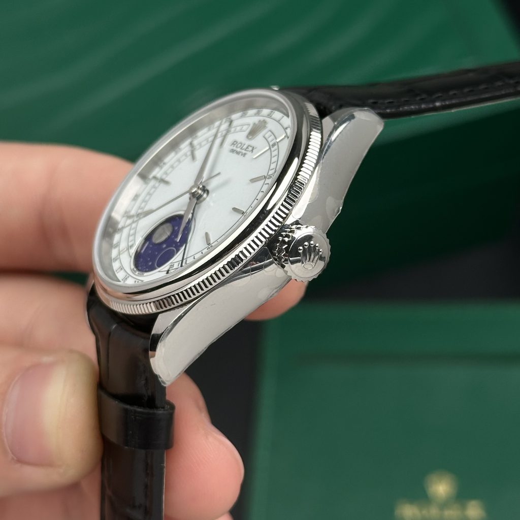 Rolex Cellini 50535 Moonphase Replica Watches Leather Men's (9)