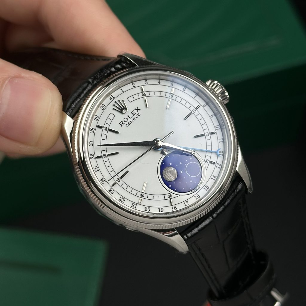 Rolex Cellini 50535 Moonphase Replica Watches Leather Men's (9)