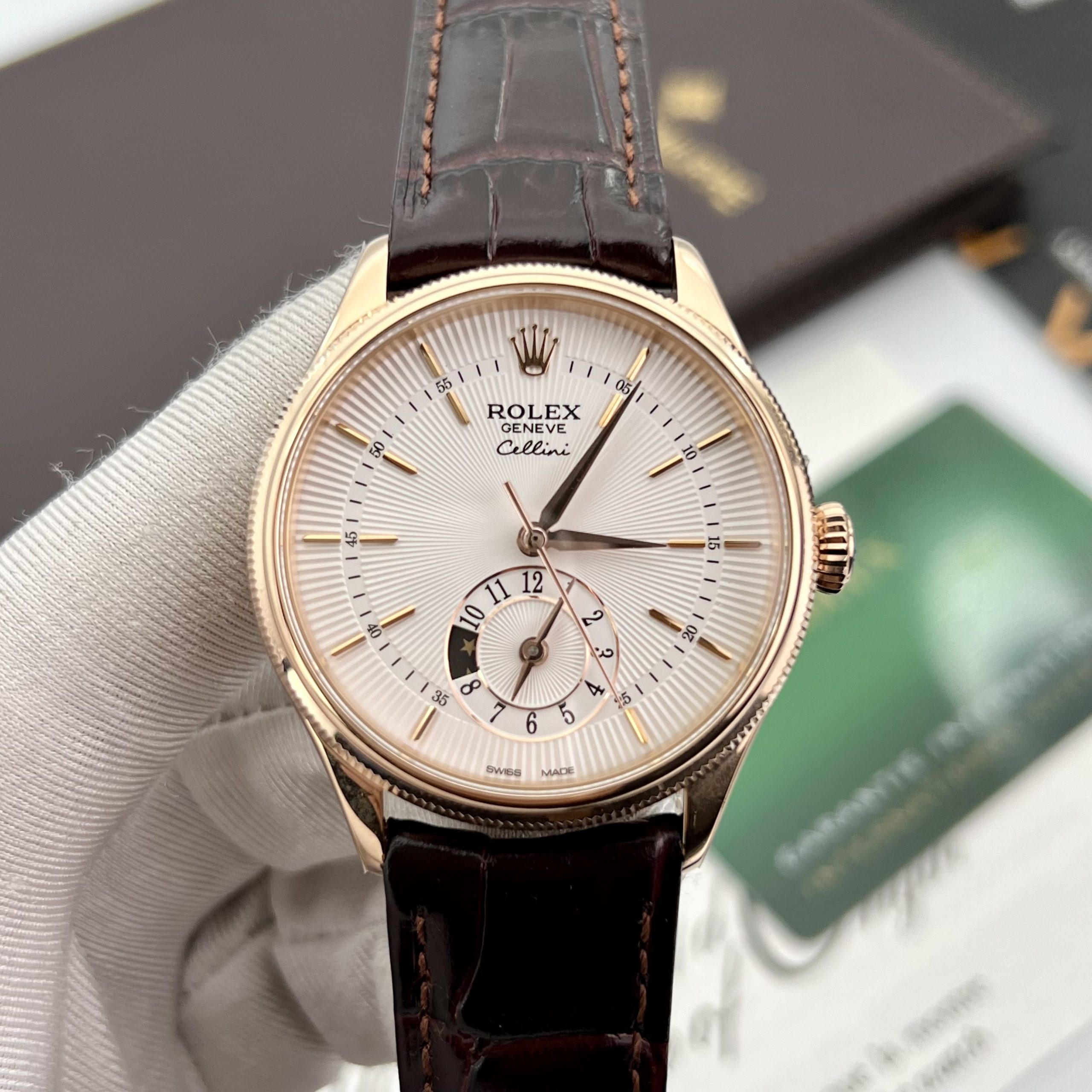 Rolex Cellini Dual Time 50525 Replica Watches Best Quality 39mm (1) Rolex Cellini Dual Time 50525 Replica Watches Best Quality 39mm (2)
