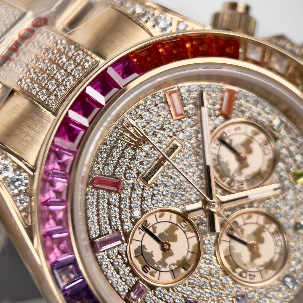 Rolex Cosmograph Daytona Rainbow Replica Watches Rose Gold 40mm (5)