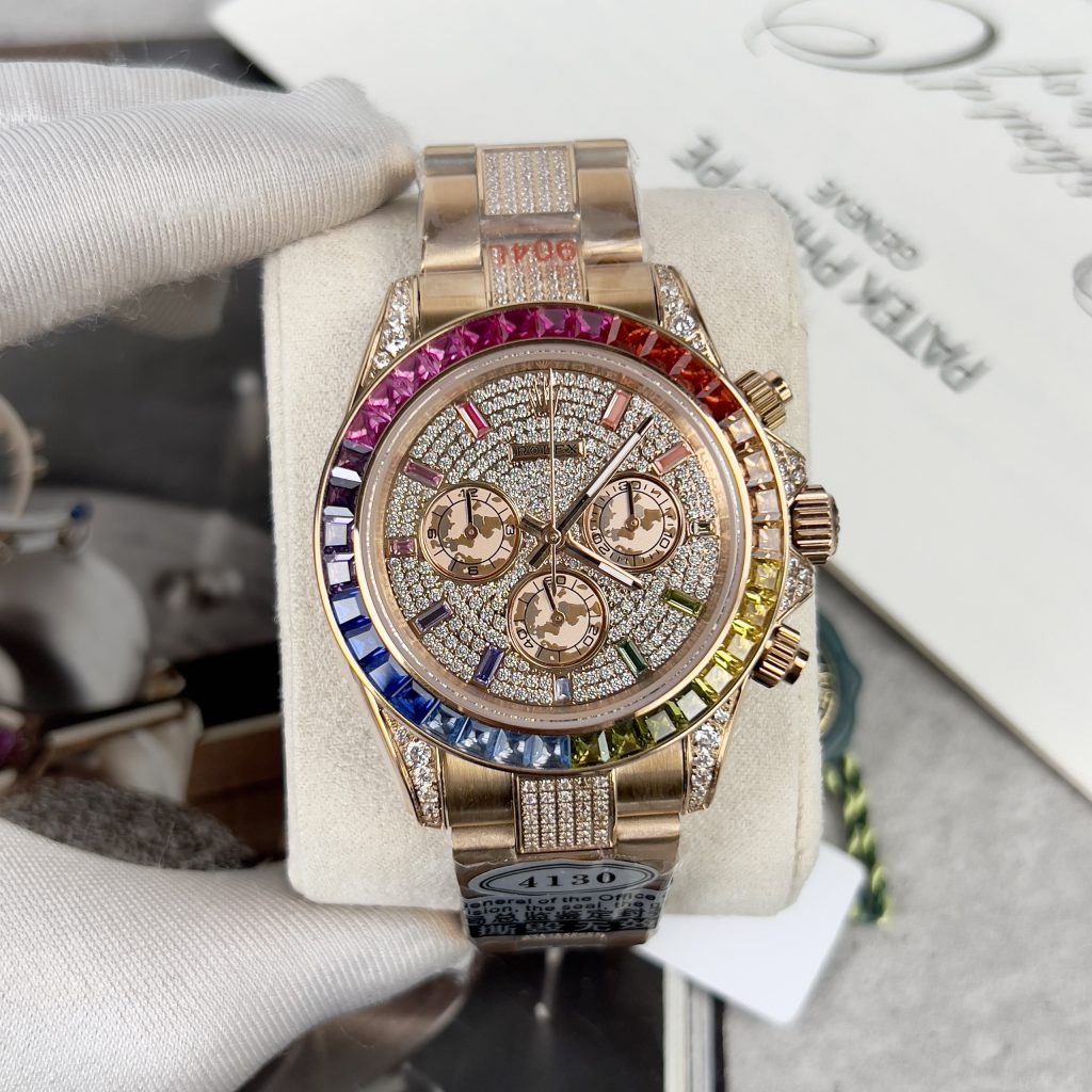 Rolex Cosmograph Daytona Rainbow Replica Watches Rose Gold 40mm (5)
