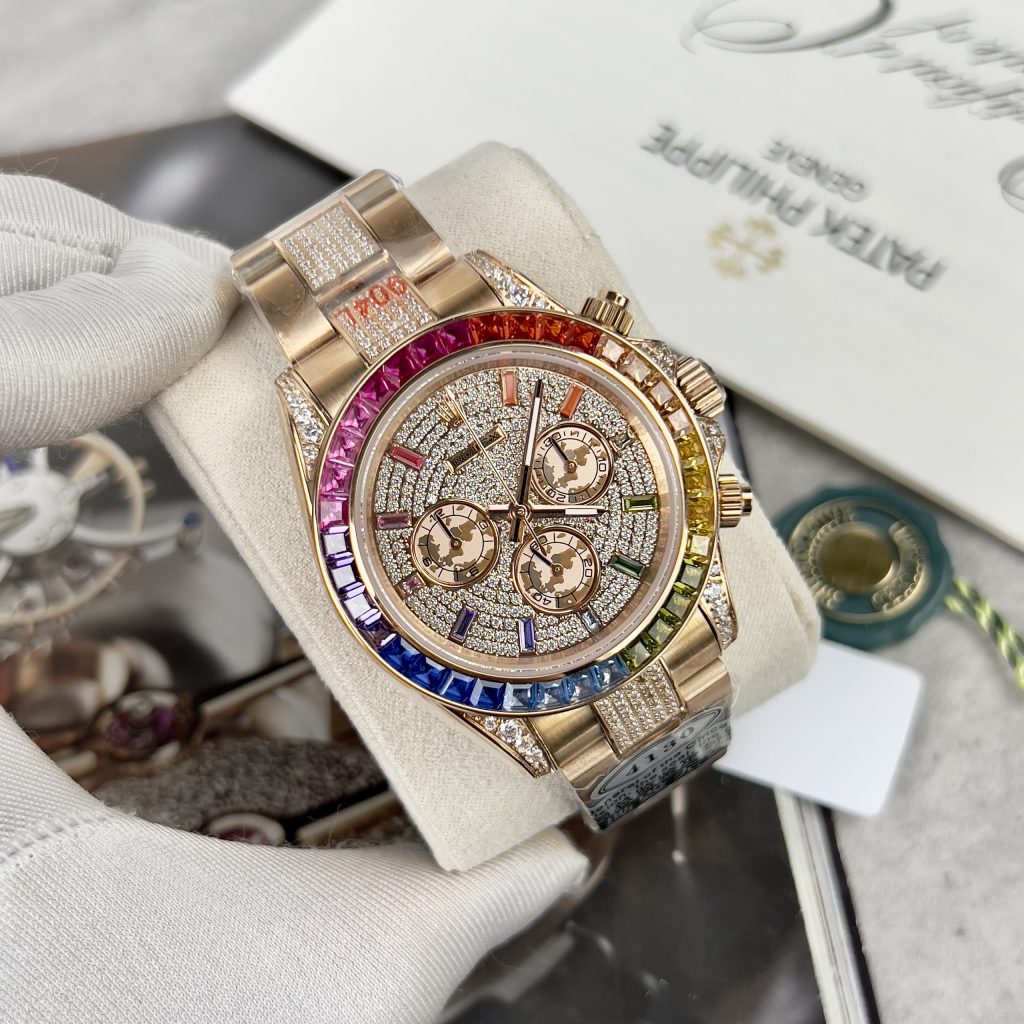 Rolex Cosmograph Daytona Rainbow Replica Watches Rose Gold 40mm (5)