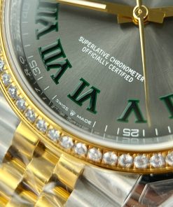 Rolex DateJust 126231 Customs Bezel Moissanite Diamonds Wimbledon Dial VS 36mm (2)