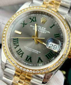 Rolex DateJust 126231 Customs Bezel Moissanite Diamonds Wimbledon Dial VS 36mm (3)