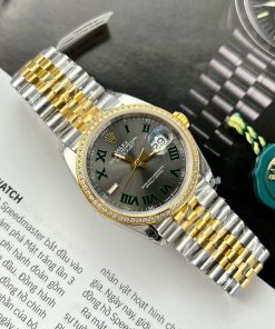 Rolex DateJust 126231 Customs Bezel Moissanite Diamonds Wimbledon Dial VS 36mm (6)